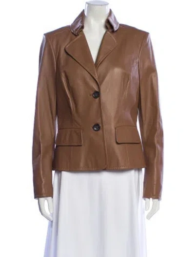 Pre-owned Escada Lambskin Blazer In Brown