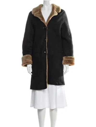 Pre-owned Escada Lambskin Coat In Black