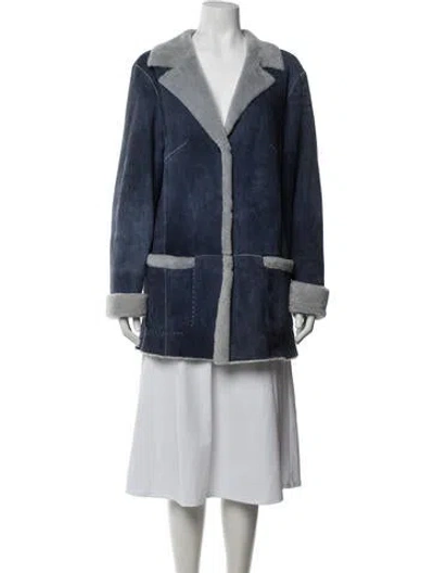Pre-owned Escada Lambskin Coat In Blue