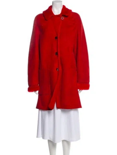 Pre-owned Escada Lambskin Coat In Red
