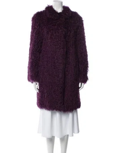 Pre-owned Escada Lambskin Faux Fur Coat In Purple