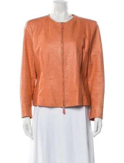 Pre-owned Escada Lambskin Jacket In Orange