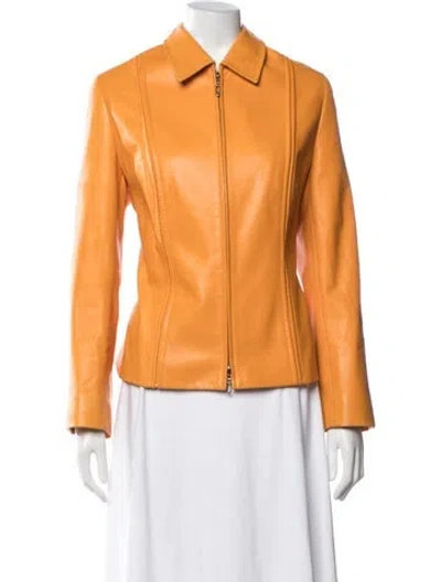Pre-owned Escada Lambskin Jacket In Orange