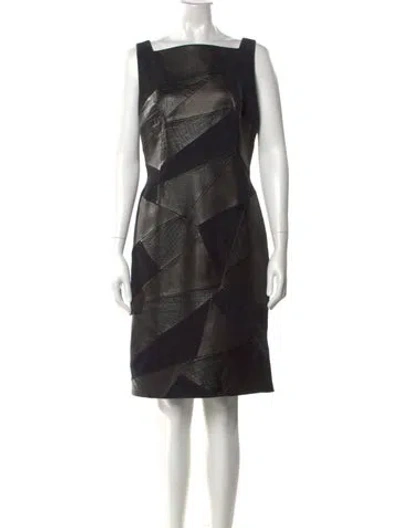 Pre-owned Escada Lambskin Knee-length Dress In Black