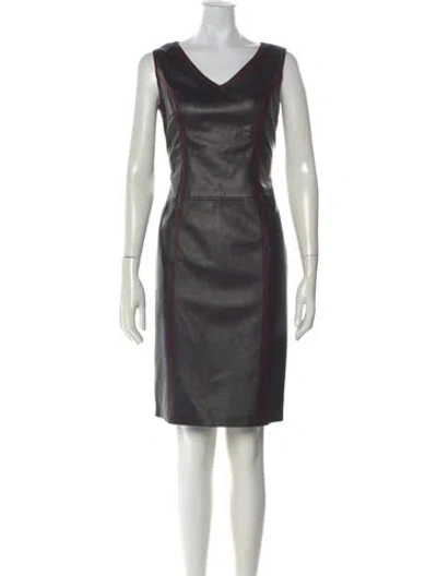 Pre-owned Escada Lambskin Knee-length Dress In Black
