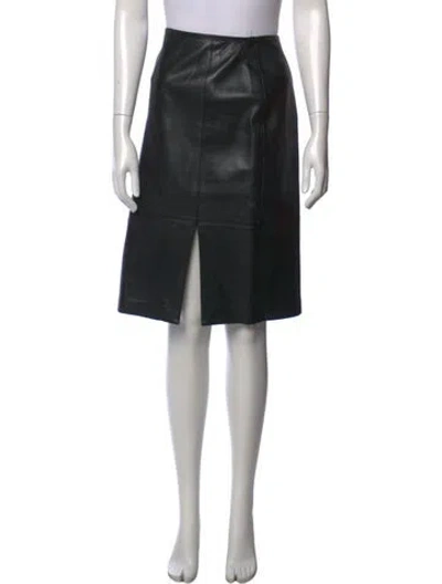 Pre-owned Escada Lambskin Midi Length Skirt In Black