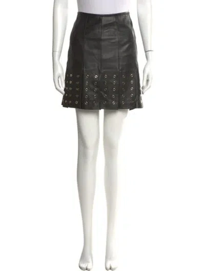 Pre-owned Escada Lambskin Mini Skirt In Black