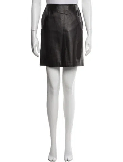 Pre-owned Escada Lambskin Mini Skirt In Black
