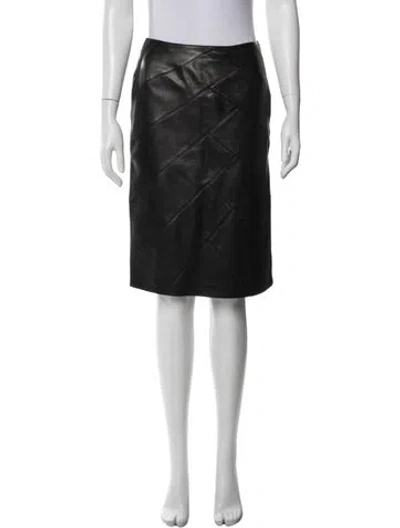 Pre-owned Escada Lambskin Mini Skirt In Black