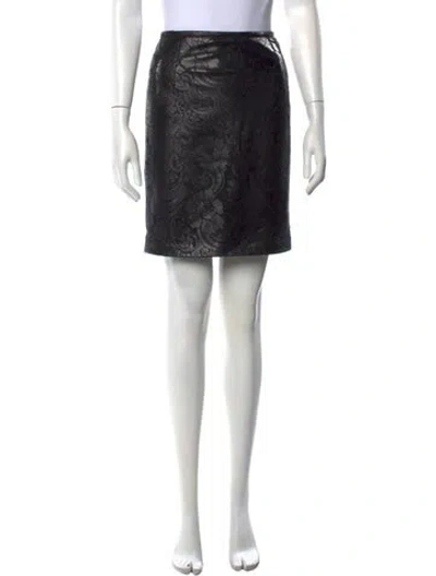 Pre-owned Escada Lambskin Mini Skirt In Blue/brown