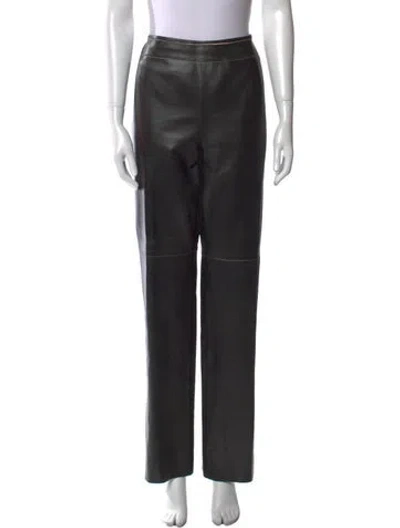 Pre-owned Escada Lambskin Straight Leg Pants In Black