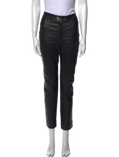 Pre-owned Escada Lambskin Straight Leg Pants In Black