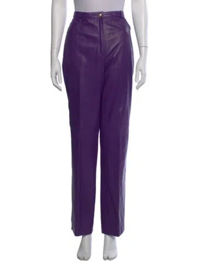 Pre-owned Escada Lambskin Straight Leg Pants In Purple