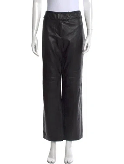 Pre-owned Escada Lambskin Wide Leg Pants In Black