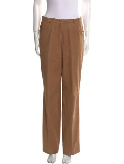 Pre-owned Escada Lambskin Wide Leg Pants In Neutral