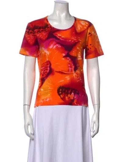 Pre-owned Escada Late 2000's - Early 2010's Printed T-shirt In Orange/pink