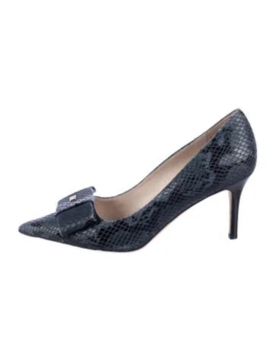 Pre-owned Escada Leather Animal Print Pumps In Blue