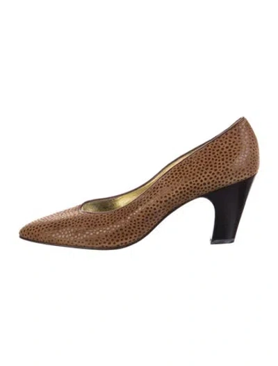 Pre-owned Escada Leather Animal Print Pumps In Brown