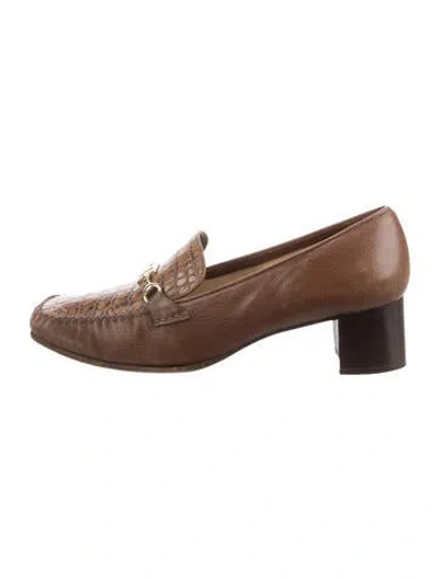 Pre-owned Escada Leather Animal Print Pumps In Brown