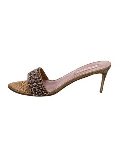 Pre-owned Escada Leather Animal Print Sandals In Multi