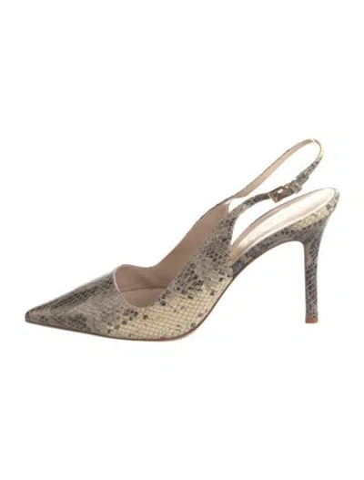 Pre-owned Escada Leather Animal Print Slingback Pumps In Neutrals