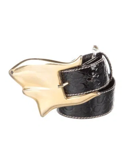 Pre-owned Escada Leather Belt In Black