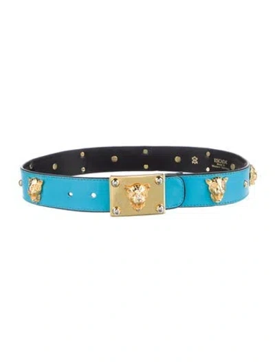 Pre-owned Escada Leather Belt Kit In Blue
