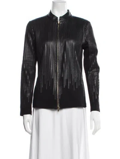 Pre-owned Escada Leather Biker Jacket In Gray