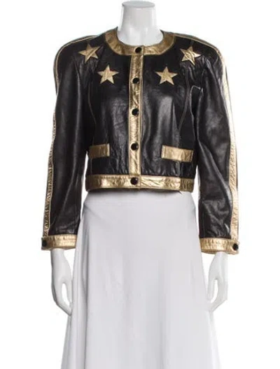 Pre-owned Escada Leather Biker Jacket In Multi