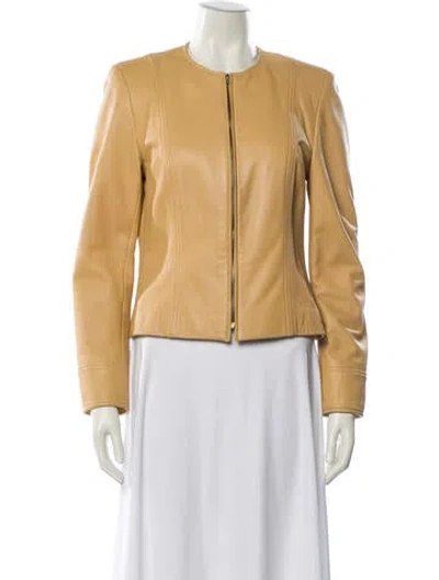 Pre-owned Escada Leather Biker Jacket In Neutral
