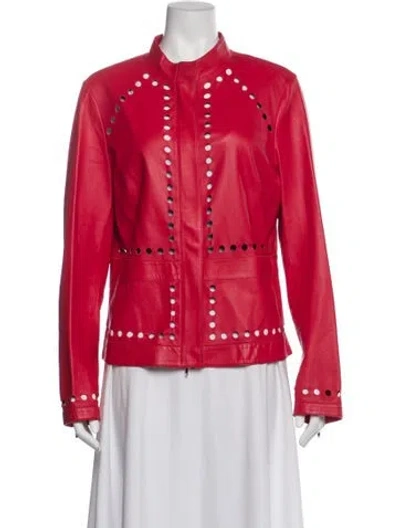Pre-owned Escada Leather Biker Jacket In Pink