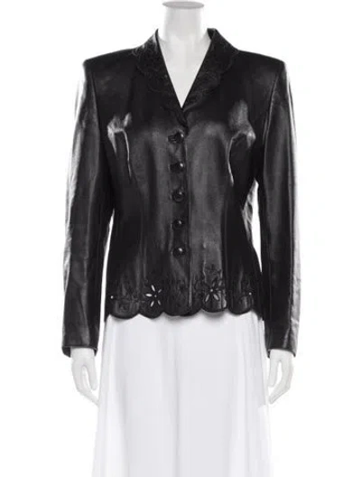 Pre-owned Escada Leather Blazer In Black