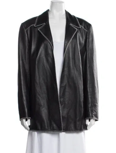 Pre-owned Escada Leather Blazer In Black