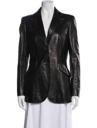 Pre-owned Escada Leather Blazer In Brown