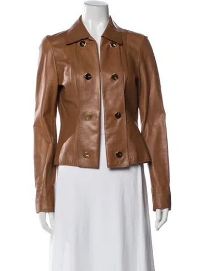 Pre-owned Escada Leather Blazer In Brown