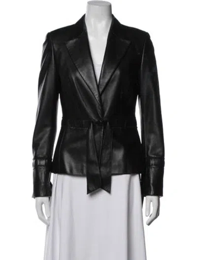 Pre-owned Escada Leather Blazer In Grey