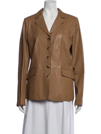 Pre-owned Escada Leather Blazer In Neutrals