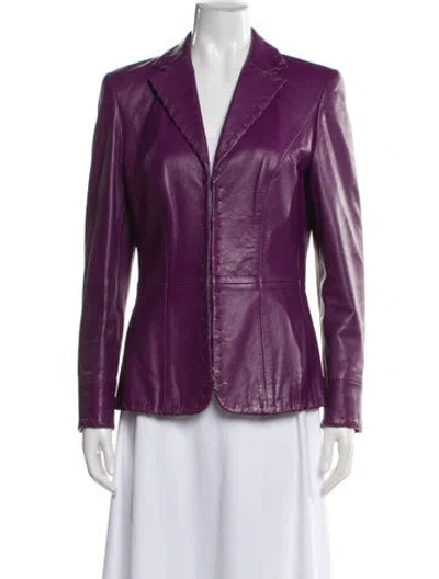 Pre-owned Escada Leather Blazer In Purple