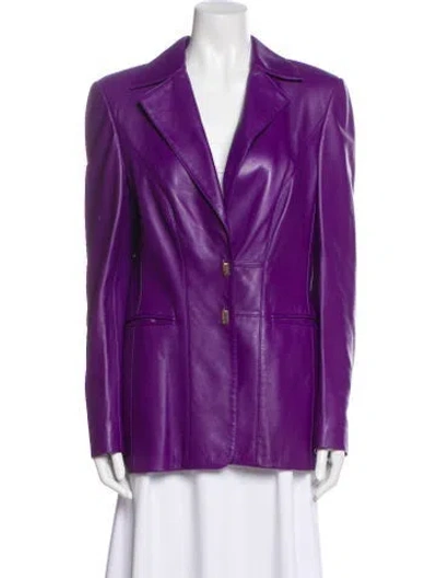 Pre-owned Escada Leather Blazer In Purple