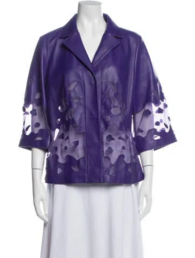 Pre-owned Escada Leather Blazer In Purple
