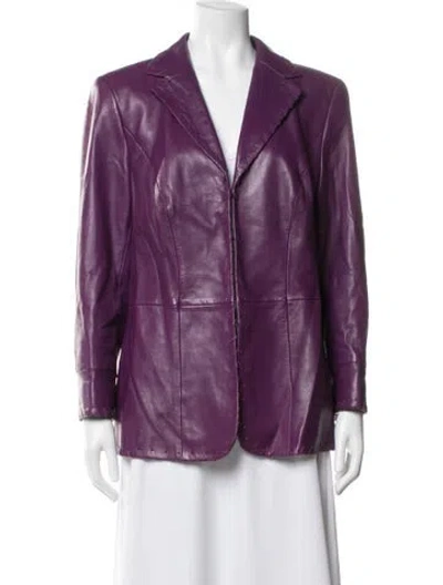 Pre-owned Escada Leather Blazer In Purple