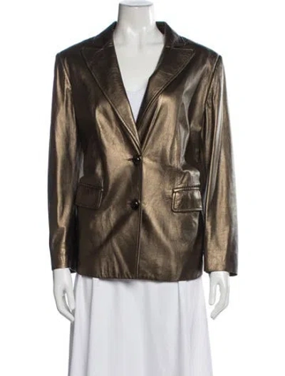 Pre-owned Escada Leather Blazer In Yellow