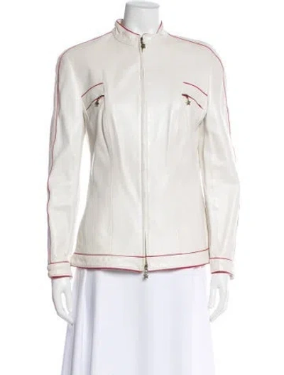 Pre-owned Escada Leather Bomber Jacket In Neutral