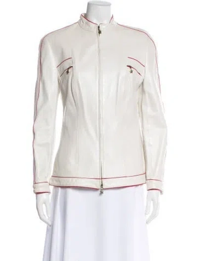 Pre-owned Escada Leather Bomber Jacket In Neutrals