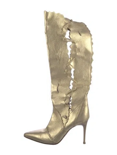 Pre-owned Escada Leather Boots In Gold