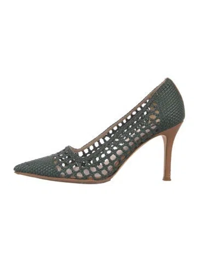 Pre-owned Escada Leather Braided Accents Pumps In Green