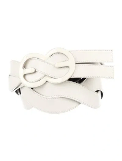 Pre-owned Escada Leather Braided Accents Waist Belt In White