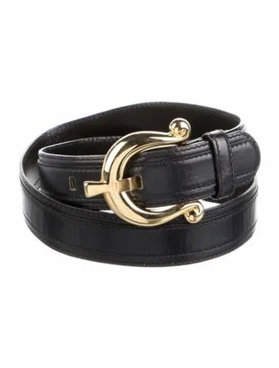 Pre-owned Escada Leather Chain-link Accents Belt In Black