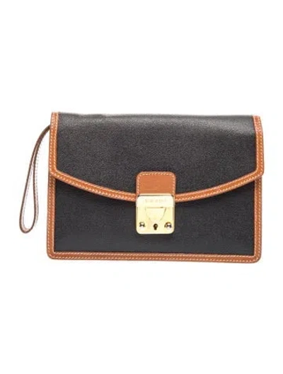 Pre-owned Escada Leather Clutch In Black