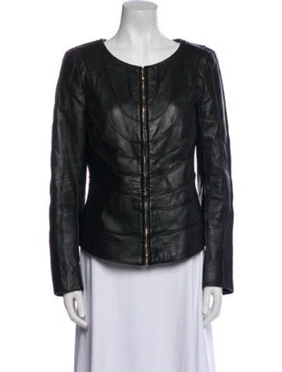 Pre-owned Escada Leather Coat In Black